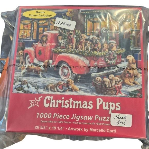 Vermont Christmas Co Christmas Pups by Marcello Corti 1000 pc Jigsaw Puzzle - Picture 3 of 8